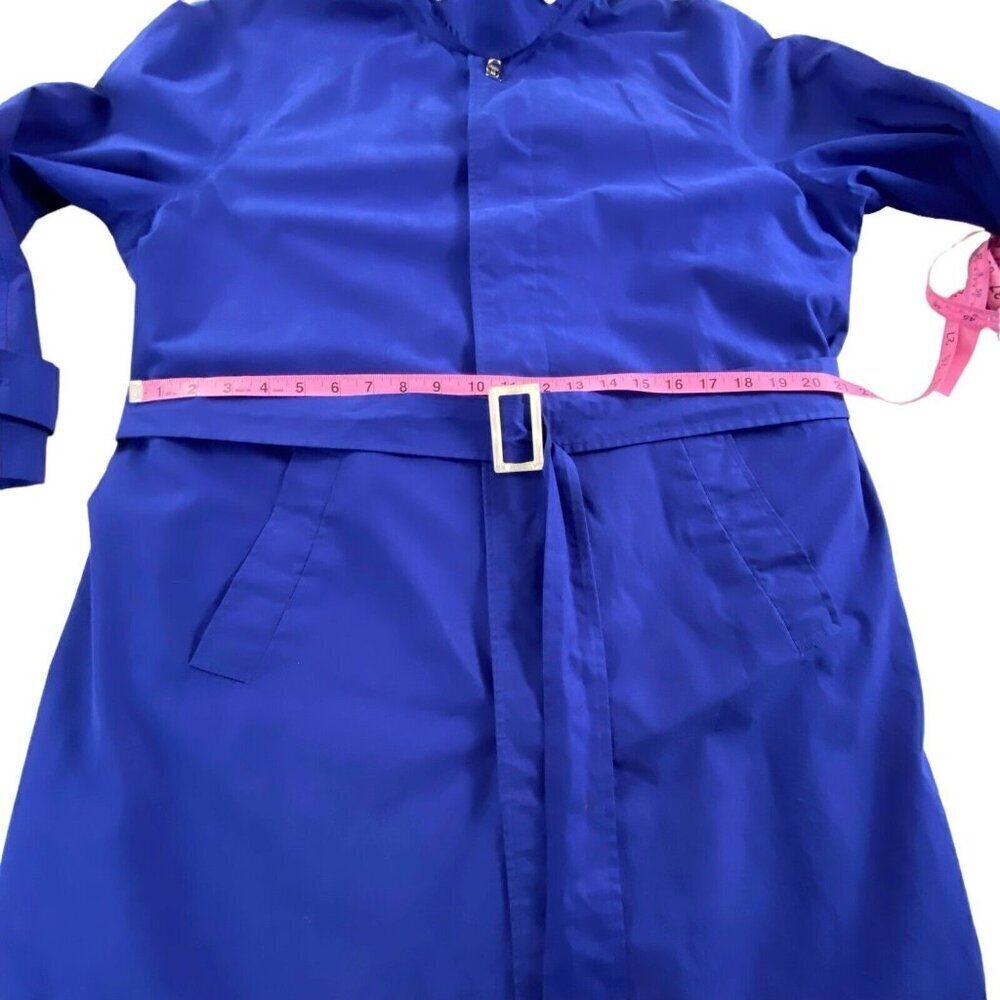 LAUREN RALPH LAUREN Women Midi Trench Coat Size M Blue Length High Neck Rainwear - Picture 14 of 16